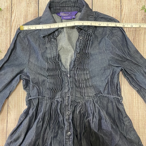 🌸 Clearance! 🌸 Miley Cyrus & MaxAzria Denim Indigo Belted Tunic Size S - Picture 5 of 9